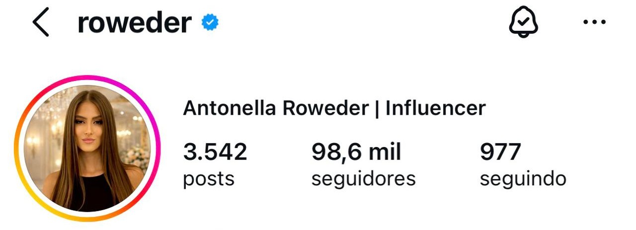 Bio do Instagram da Antonella Roweder