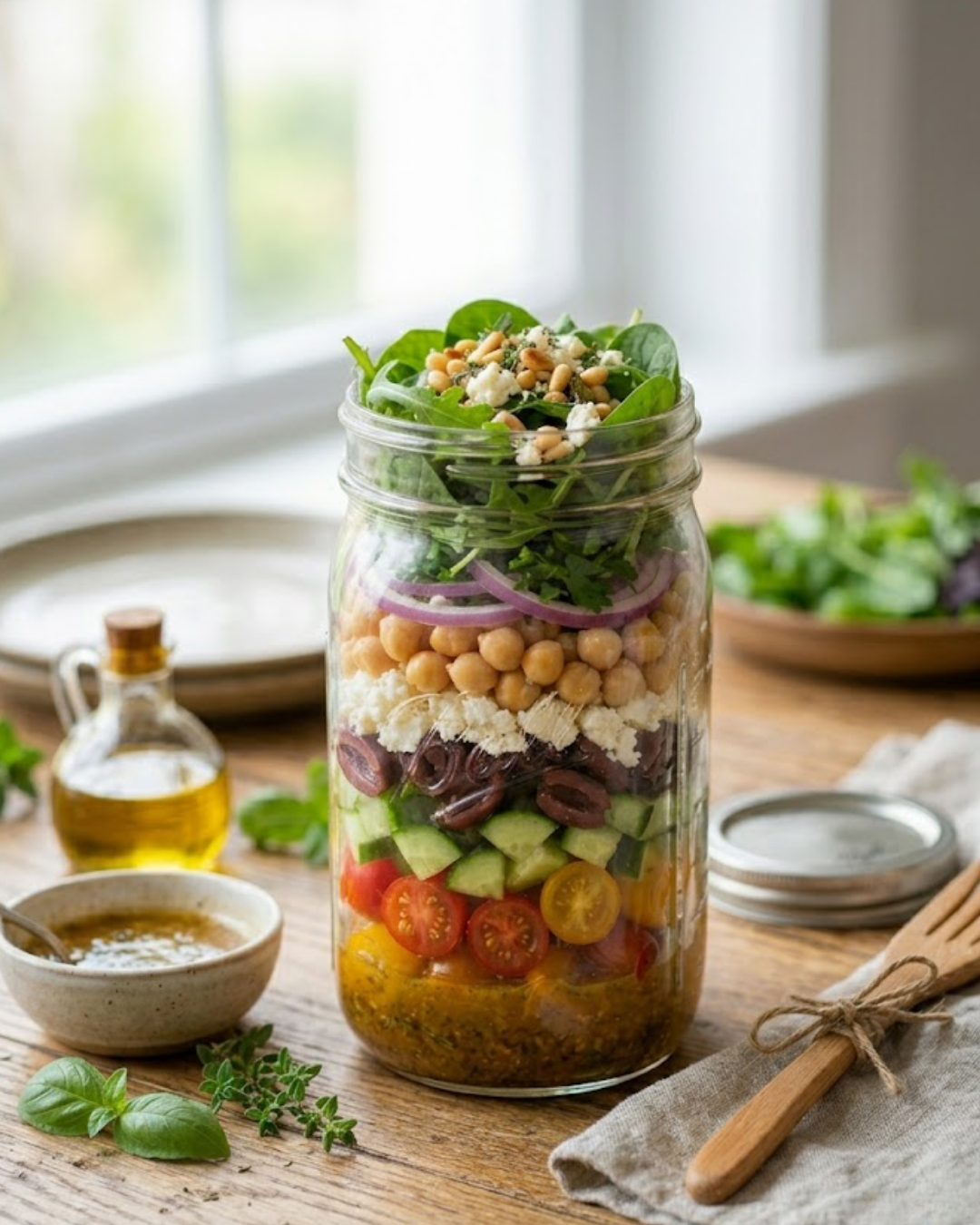 Pote com salada Mediterrânea + molho agridoce